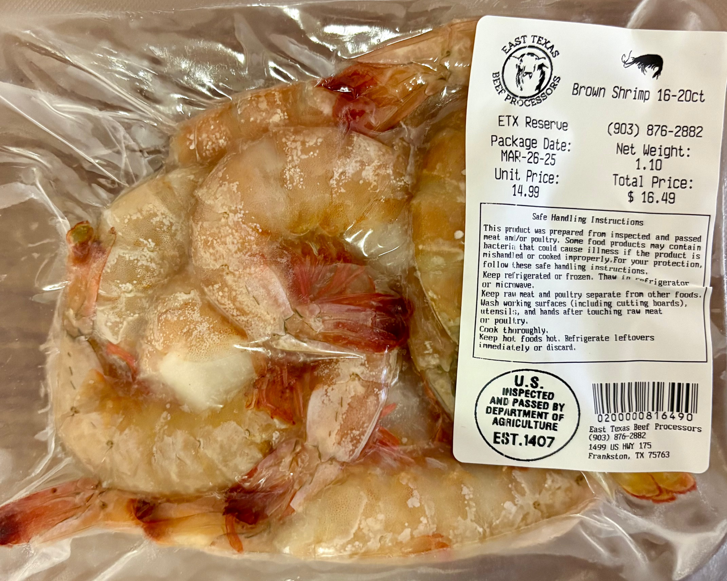 Gulf Brown Shrimp 16-20ct