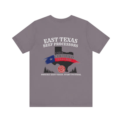 East Texas Beef Processors Tee, Unisex Short Sleeve Tee, Casual Wear, Texas Pride Shirt, Gift for Texans, Farm Life Apparel