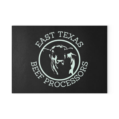Custom Glass Cutting Board with East Texas Beef Processors Design, Kitchen Gift, Home Decor, Unique Housewarming, Farmhouse Style
