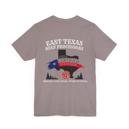 East Texas Beef Processors Tee, Unisex Short Sleeve Tee, Casual Wear, Texas Pride Shirt, Gift for Texans, Farm Life Apparel