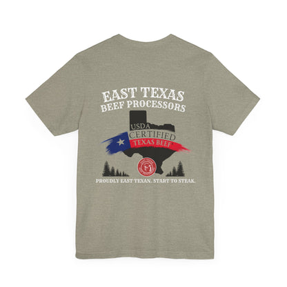 East Texas Beef Processors Tee, Unisex Short Sleeve Tee, Casual Wear, Texas Pride Shirt, Gift for Texans, Farm Life Apparel