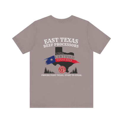 East Texas Beef Processors Tee, Unisex Short Sleeve Tee, Casual Wear, Texas Pride Shirt, Gift for Texans, Farm Life Apparel