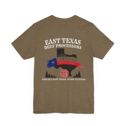East Texas Beef Processors Tee, Unisex Short Sleeve Tee, Casual Wear, Texas Pride Shirt, Gift for Texans, Farm Life Apparel