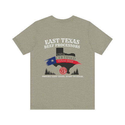 East Texas Beef Processors Tee, Unisex Short Sleeve Tee, Casual Wear, Texas Pride Shirt, Gift for Texans, Farm Life Apparel