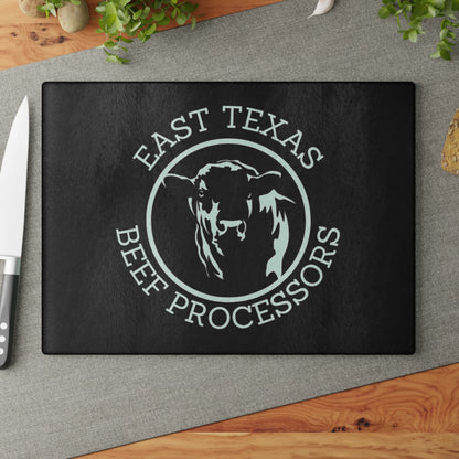 Custom Glass Cutting Board with East Texas Beef Processors Design, Kitchen Gift, Home Decor, Unique Housewarming, Farmhouse Style