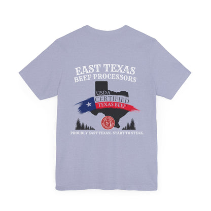 East Texas Beef Processors Tee, Unisex Short Sleeve Tee, Casual Wear, Texas Pride Shirt, Gift for Texans, Farm Life Apparel
