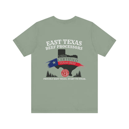 East Texas Beef Processors Tee, Unisex Short Sleeve Tee, Casual Wear, Texas Pride Shirt, Gift for Texans, Farm Life Apparel