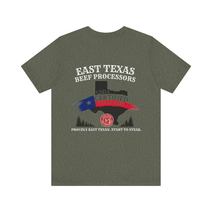 East Texas Beef Processors Tee, Unisex Short Sleeve Tee, Casual Wear, Texas Pride Shirt, Gift for Texans, Farm Life Apparel