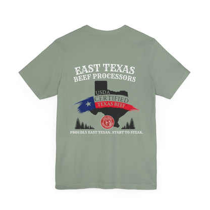 East Texas Beef Processors Tee, Unisex Short Sleeve Tee, Casual Wear, Texas Pride Shirt, Gift for Texans, Farm Life Apparel