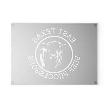 Custom Glass Cutting Board with East Texas Beef Processors Design, Kitchen Gift, Home Decor, Unique Housewarming, Farmhouse Style